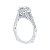 Shah Luxury 14K White Gold Round Diamond Halo Engagement Ring with Split Shank (Semi-Mount) photo 2