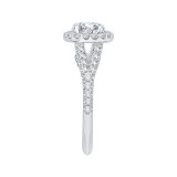 Shah Luxury 14K White Gold Round Diamond Halo Engagement Ring with Split Shank (Semi-Mount) photo 3