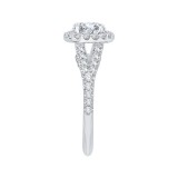 Shah Luxury 14K White Gold Round Diamond Halo Engagement Ring with Split Shank (Semi-Mount) photo 3