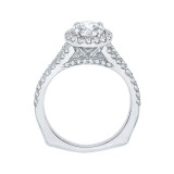 Shah Luxury 14K White Gold Round Diamond Halo Engagement Ring with Split Shank (Semi-Mount) photo 4
