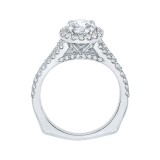 Shah Luxury 14K White Gold Round Diamond Halo Engagement Ring with Split Shank (Semi-Mount) photo 4