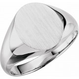 10K White 14x12 mm Oval Signet Ring photo