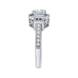Shah Luxury 14K White Gold Emerald Diamond and Sapphire Engagement Ring (Semi-Mount) photo 2
