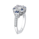 Shah Luxury 14K White Gold Emerald Diamond and Sapphire Engagement Ring (Semi-Mount) photo 3
