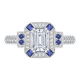Shah Luxury 14K White Gold Emerald Diamond and Sapphire Engagement Ring (Semi-Mount) photo