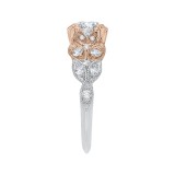 Shah Luxury 14K Two-Tone Gold Emerald Diamond Floral Engagement Ring (Semi-Mount) photo 2