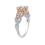 Shah Luxury 14K Two-Tone Gold Emerald Diamond Floral Engagement Ring (Semi-Mount) photo 3