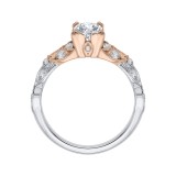 Shah Luxury 14K Two-Tone Gold Emerald Diamond Floral Engagement Ring (Semi-Mount) photo 4