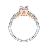 Shah Luxury 14K Two-Tone Gold Emerald Diamond Floral Engagement Ring (Semi-Mount) photo 4