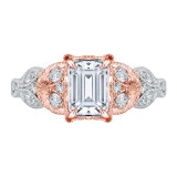 Shah Luxury 14K Two-Tone Gold Emerald Diamond Floral Engagement Ring (Semi-Mount) photo