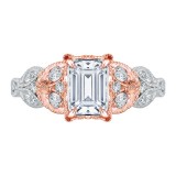 Shah Luxury 14K Two-Tone Gold Emerald Diamond Floral Engagement Ring (Semi-Mount) photo