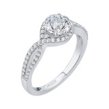 Shah Luxury Round Diamond Engagement Ring In 14K White Gold with Split Shank (Semi-Mount) photo 2