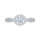 Shah Luxury Round Diamond Engagement Ring In 14K White Gold with Split Shank (Semi-Mount) photo