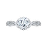 Shah Luxury Round Diamond Engagement Ring In 14K White Gold with Split Shank (Semi-Mount) photo