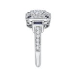 Shah Luxury 14K White Gold Oval Diamond and Sapphire Engagement Ring (Semi-Mount) photo 2