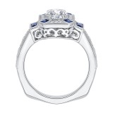 Shah Luxury 14K White Gold Oval Diamond and Sapphire Engagement Ring (Semi-Mount) photo 4