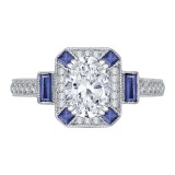 Shah Luxury 14K White Gold Oval Diamond and Sapphire Engagement Ring (Semi-Mount) photo