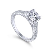 Gabriel & Co. 14k White Gold Victorian Straight Engagement Ring photo 3