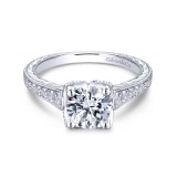 Gabriel & Co. 14k White Gold Victorian Straight Engagement Ring photo