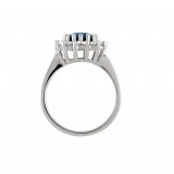 14K White 9 x 7 mm Oval Blue Sapphire & 1/2 CTW Diamond Halo-Style Ring photo 2