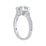 Shah Luxury Round Diamond Vintage Engagement Ring In 14K White Gold (Semi-Mount) photo 2