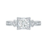 Shah Luxury Round Diamond Vintage Engagement Ring In 14K White Gold (Semi-Mount) photo