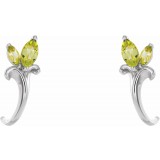 14K White Peridot Floral-Inspired J-Hoop Earrings photo 2