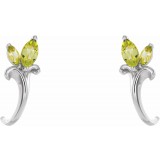 14K White Peridot Floral-Inspired J-Hoop Earrings photo 2