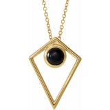 14K Yellow Onyx Cabochon Pyramid 16-18 Necklace photo