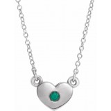14K White Emerald Heart 16 Necklace photo