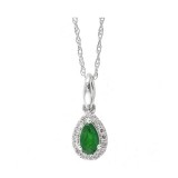 Gems One 10Kt White Gold Diamond (1/20Ctw) & Emerald (1/5 Ctw) Pendant photo