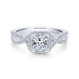 Gabriel & Co. 14k White Gold Entwined Criss Cross Engagement Ring photo