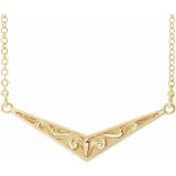 14K Yellow Sculptural V 18 Necklace photo