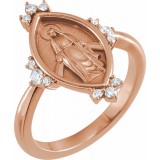 14K Rose 1/5 CTW Diamond Miraculous Medal Ring photo