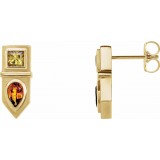 14K Yellow Multi-Gemstone Geometric Bar Drop Earrings photo