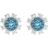 14K White Blue Zircon & 1/2 CTW Diamond Earrings photo 2