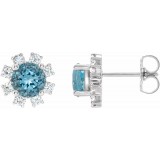 14K White Blue Zircon & 1/2 CTW Diamond Earrings photo