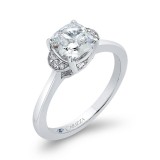 Shah Luxury Cushion Diamond 14K White Gold Classic Engagement Ring (Semi-Mount) photo 2