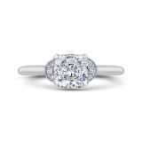 Shah Luxury Cushion Diamond 14K White Gold Classic Engagement Ring (Semi-Mount) photo