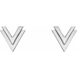14K White 8 mm Double V Earrings photo 2