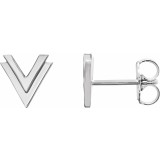 14K White 8 mm Double V Earrings photo