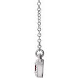 14K White Ruby Three-Stone Granulated Bar 16-18 Necklace photo 2