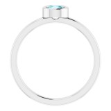 14K White 4.5 mm Round Blue Zircon Ring photo 2