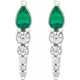 14K White Emerald & 1/4 CTW Diamond Earrings photo 2
