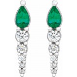 14K White Emerald & 1/4 CTW Diamond Earrings photo 2