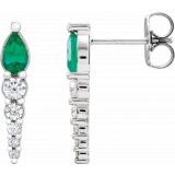 14K White Emerald & 1/4 CTW Diamond Earrings photo