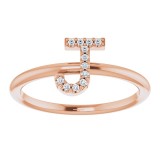 14K Rose .05 CTW Diamond Initial J Ring photo 3