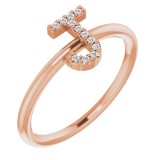 14K Rose .05 CTW Diamond Initial J Ring photo