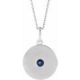 14K White Blue Sapphire Disc 16-18 Necklace photo