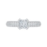 Shah Luxury 14K White Gold Princess Diamond Cathedral Style Engagement Ring (Semi-Mount) photo